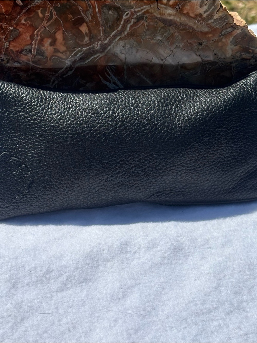 Chrome Hearts Black Leather Sunglasses Pouch - Sterling Dagger Zipper